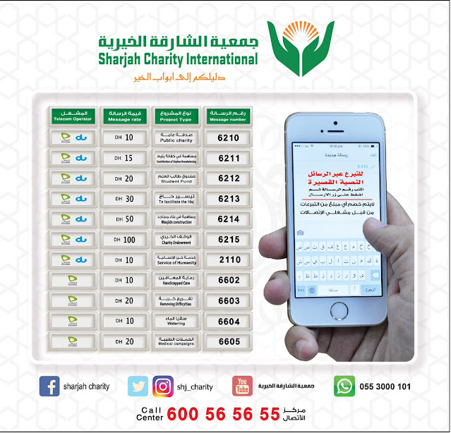 أرقام التبرعات في جمعية الشارقة الخيرية طلب المساعدة