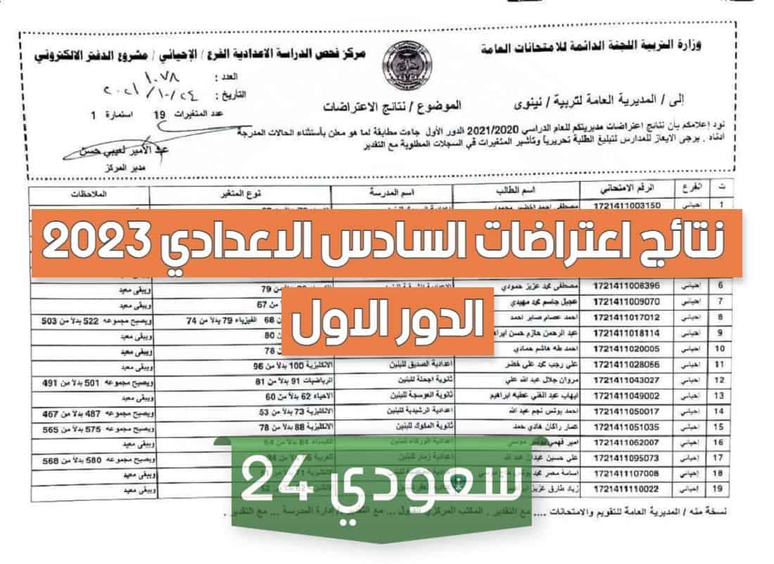 نتائج اعتراض السادس الاعدادي العراق