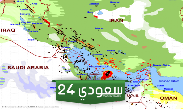 خريطة حقول النفط في السعودية