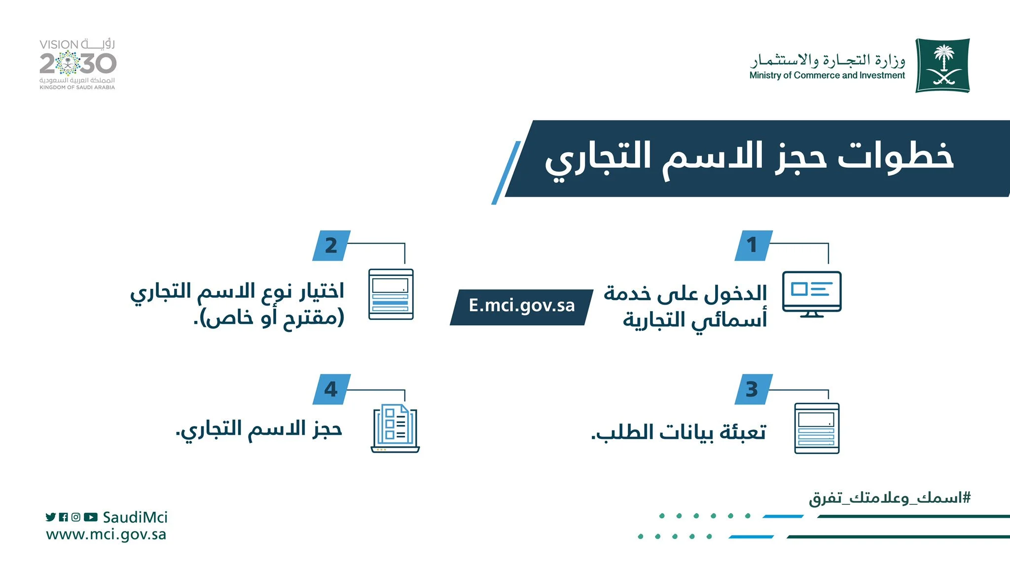 حجز اسم تجاري وزارة التجارة السعودية