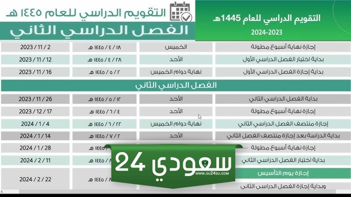 جدول الفصل الدراسي الاول